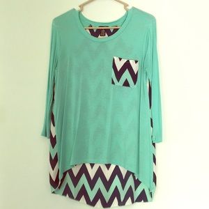 💥LAST CHANCE!💥 Rue21 Turquoise Chevron 3/4 Hi-Lo